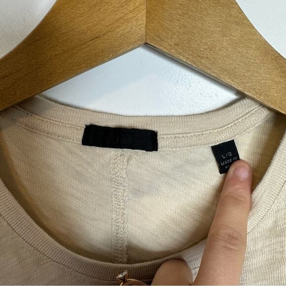 ATM Printed Slub Cotton Jersey Maxi Dress Cream Stripe Size Large - Picture 4 of 8